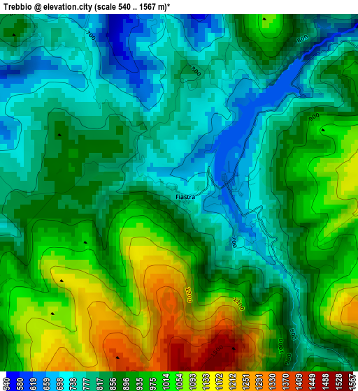 Trebbio elevation map