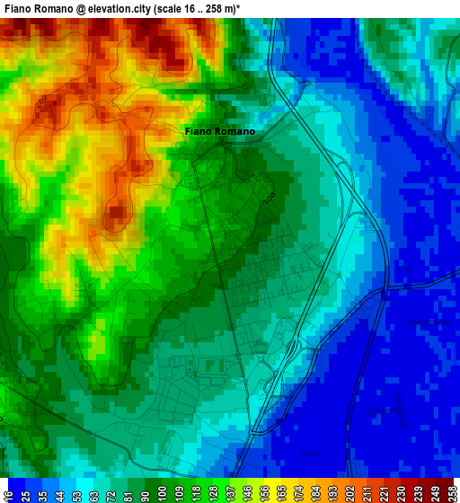 Fiano Romano elevation map