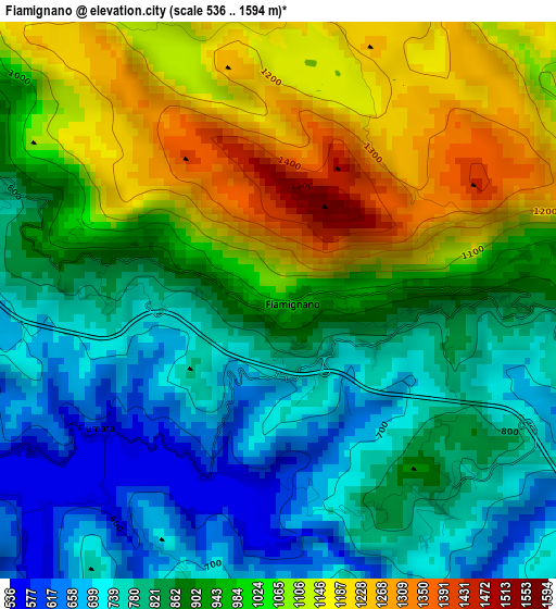 Fiamignano elevation map