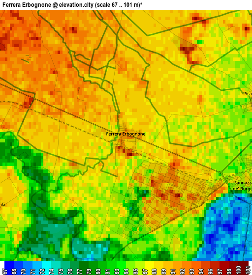 Ferrera Erbognone elevation map