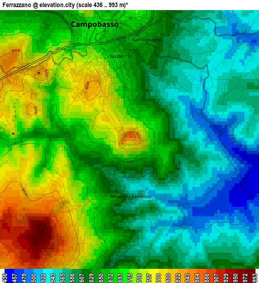 Ferrazzano elevation map