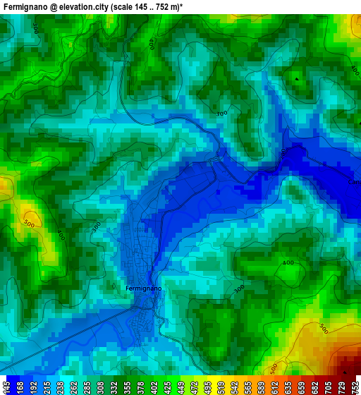 Fermignano elevation map