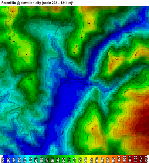 Ferentillo elevation map