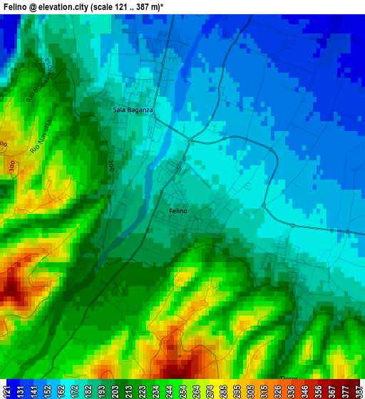 Felino elevation map