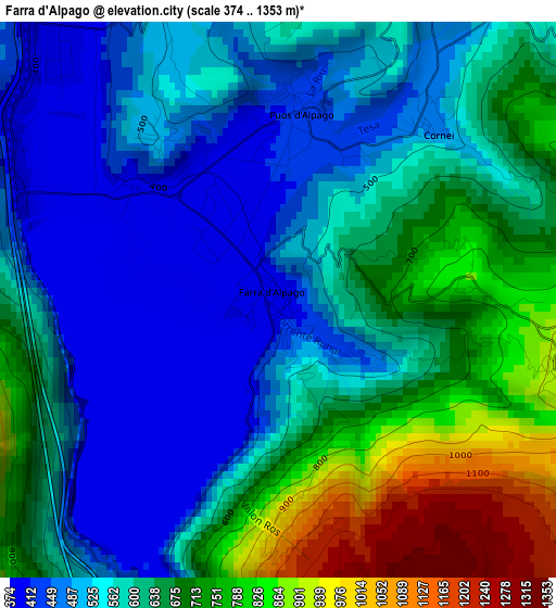 Farra d'Alpago elevation map