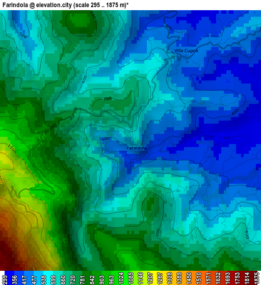 Farindola elevation map