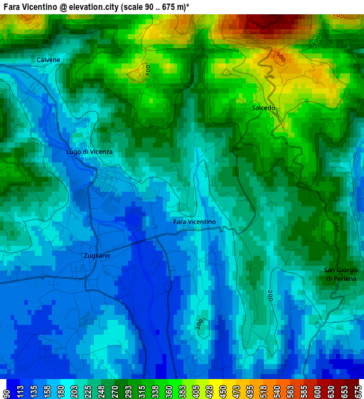 Fara Vicentino elevation map