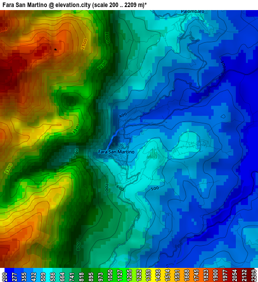 Fara San Martino elevation map