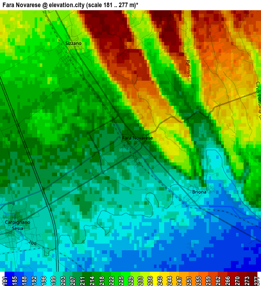 Fara Novarese elevation map