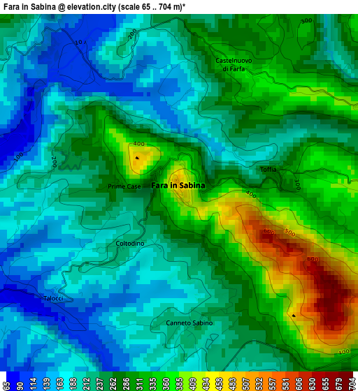 Fara in Sabina elevation map