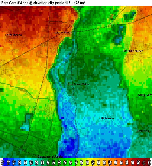 Fara Gera d'Adda elevation map