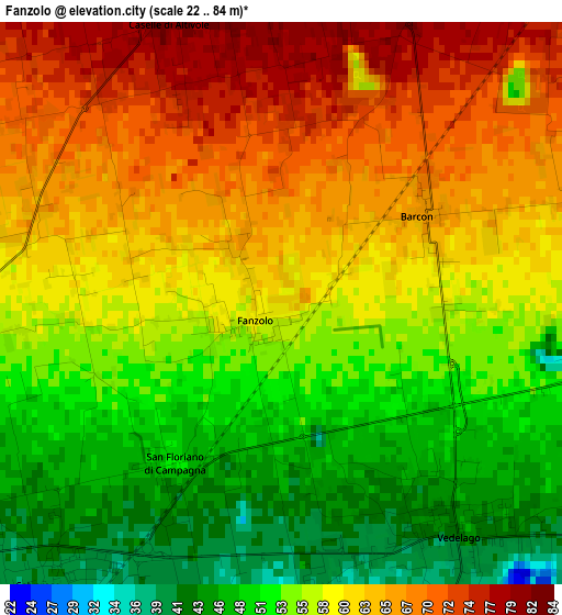 Fanzolo elevation map