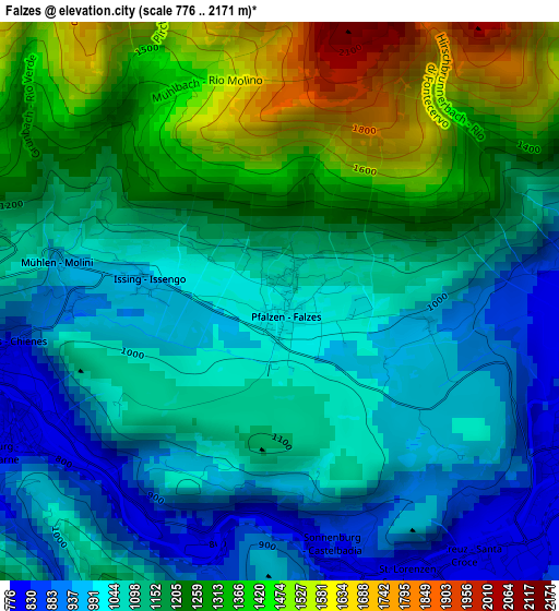 Falzes elevation map