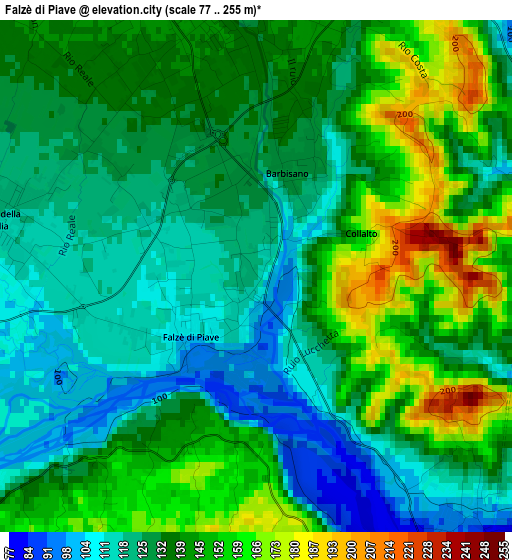 Falzè di Piave elevation map