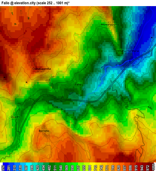 Fallo elevation map