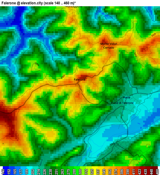 Falerone elevation map