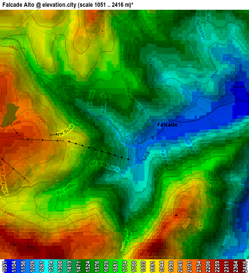 Falcade Alto elevation map