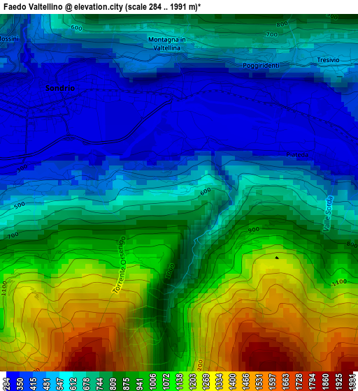 Faedo Valtellino elevation map