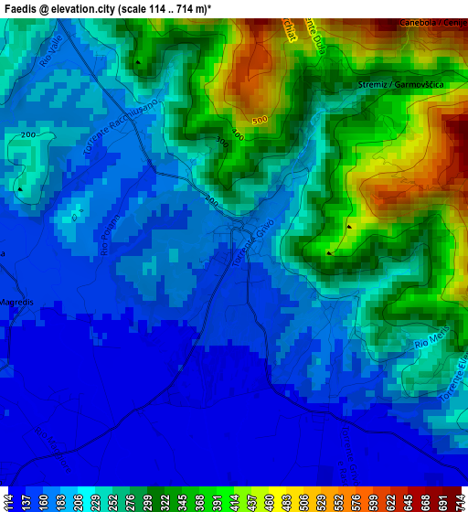 Faedis elevation map