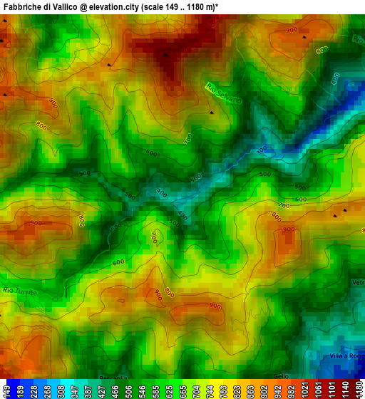 Fabbriche di Vallico elevation map