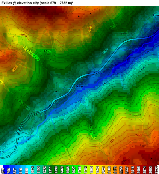 Exilles elevation map