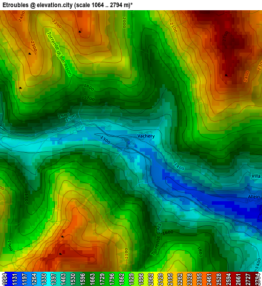 Etroubles elevation map