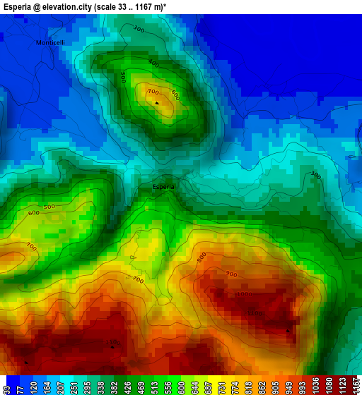 Esperia elevation map