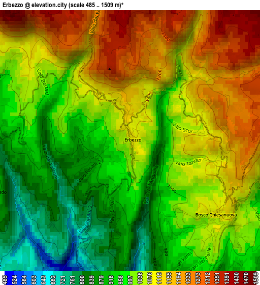 Erbezzo elevation map