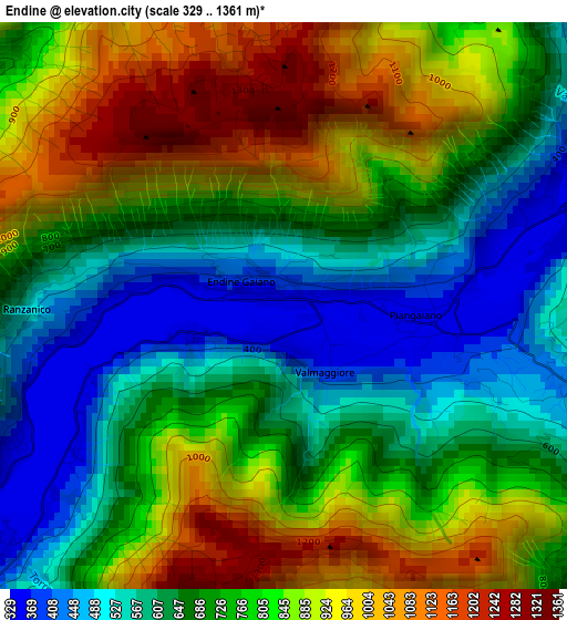 Endine elevation map