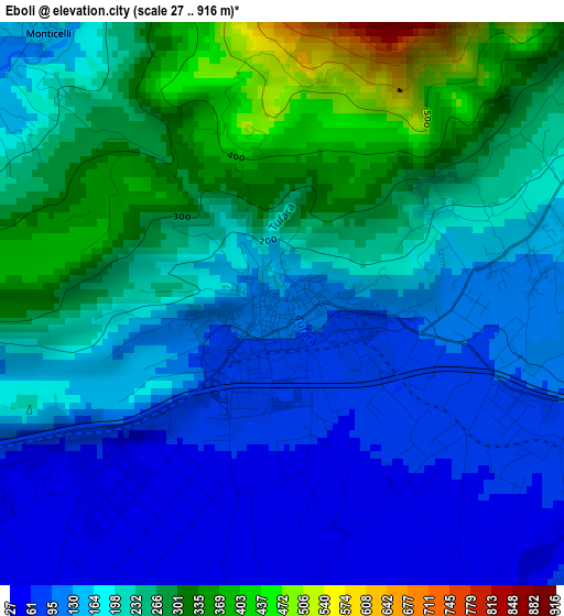 Eboli elevation map