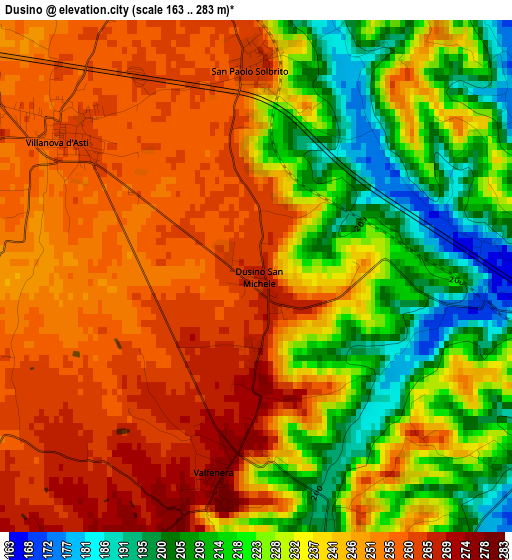 Dusino elevation map