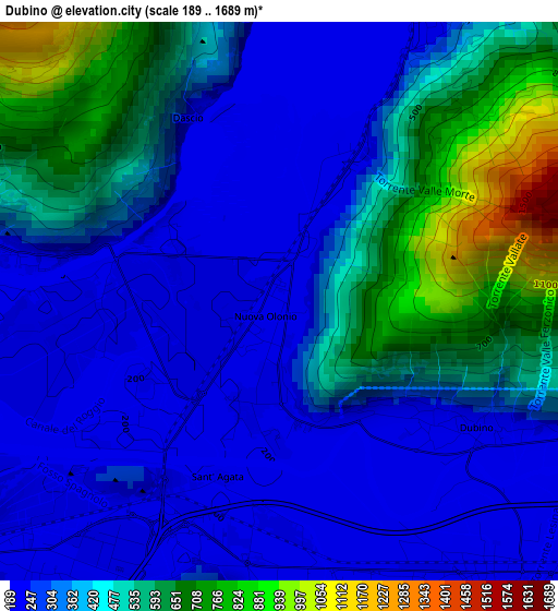 Dubino elevation map