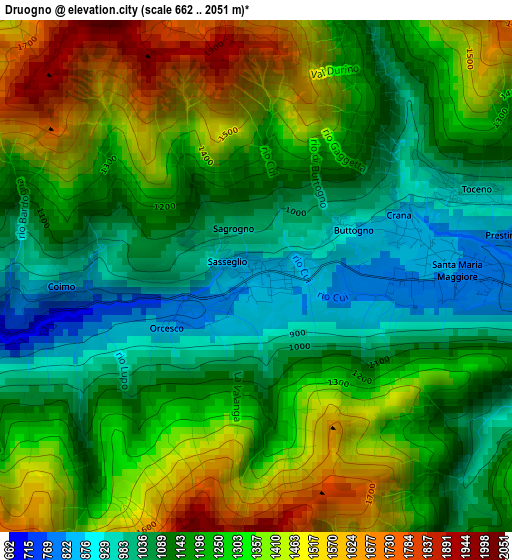 Druogno elevation map