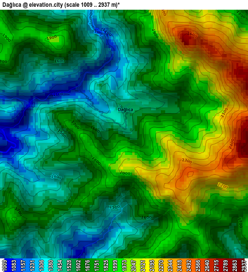 Dağlıca elevation map