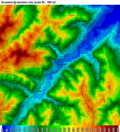 Dovadola elevation map