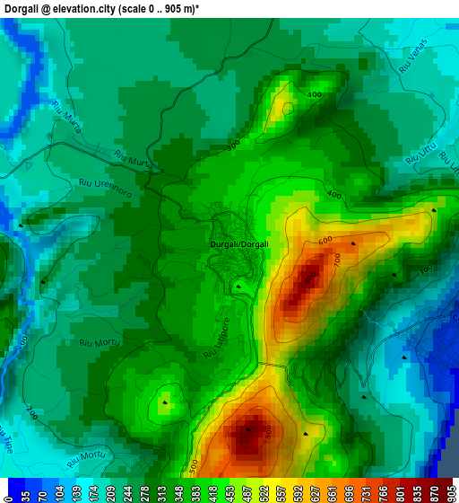 Dorgali elevation map