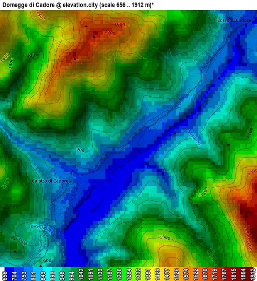 Domegge di Cadore elevation map