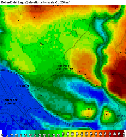 Doberdò del Lago elevation map