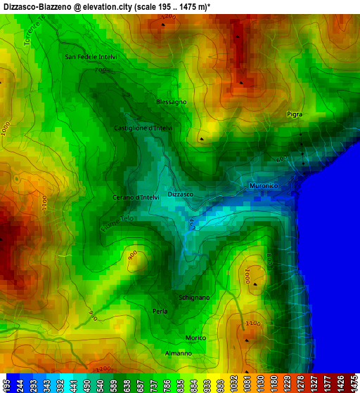 Dizzasco-Biazzeno elevation map