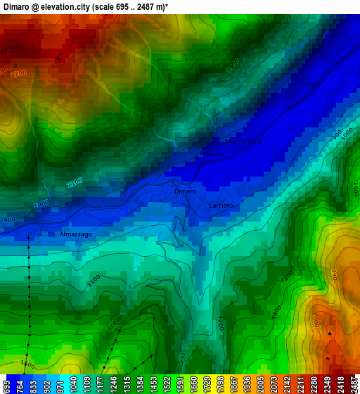 Dimaro elevation map