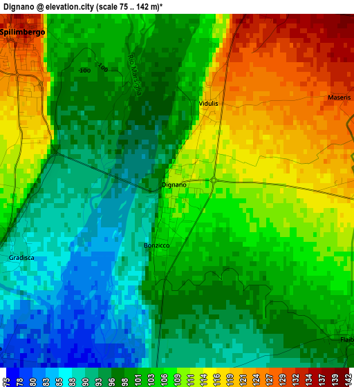 Dignano elevation map