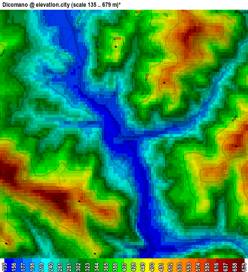 Dicomano elevation map