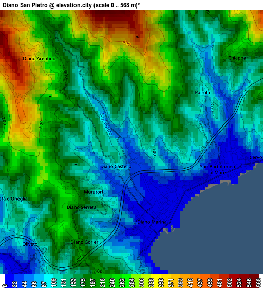 Diano San Pietro elevation map