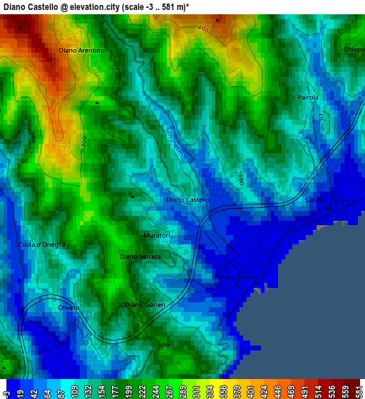 Diano Castello elevation map