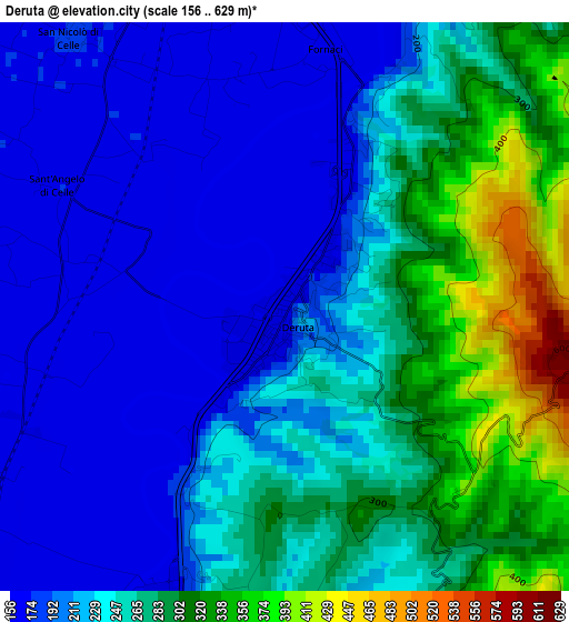 Deruta elevation map