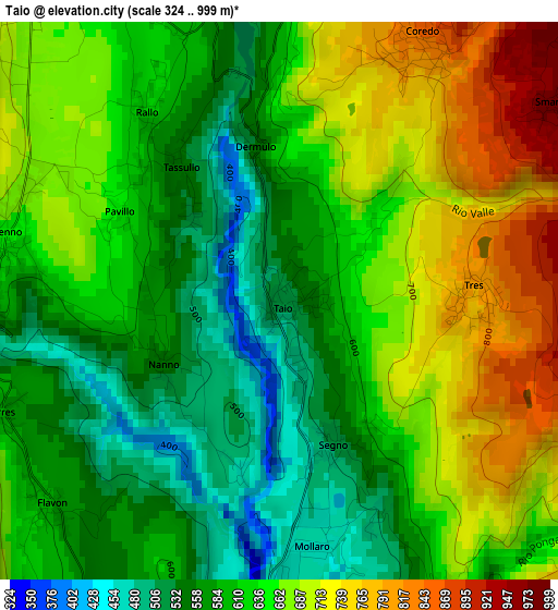 Taio elevation map