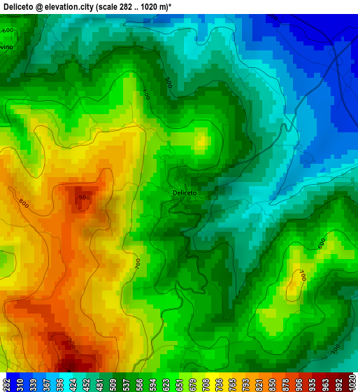 Deliceto elevation map