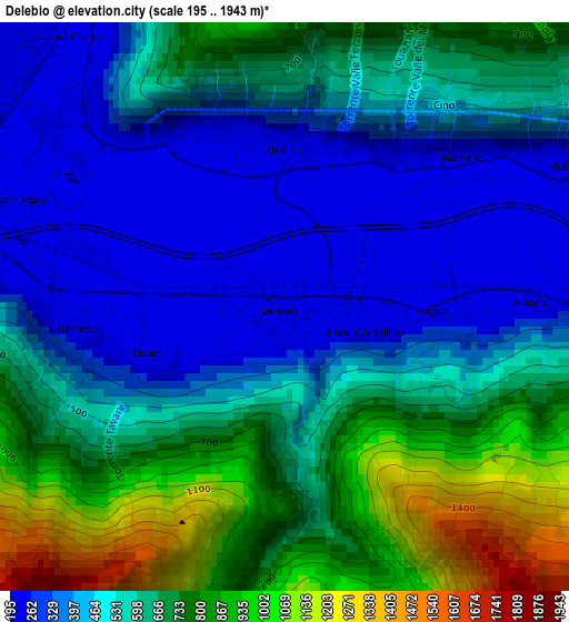 Delebio elevation map