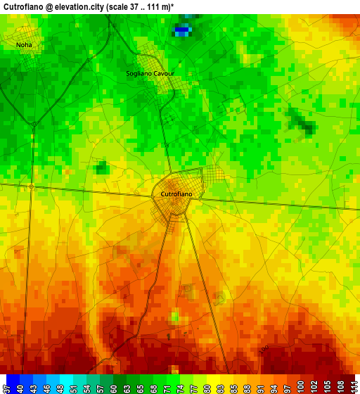 Cutrofiano elevation map