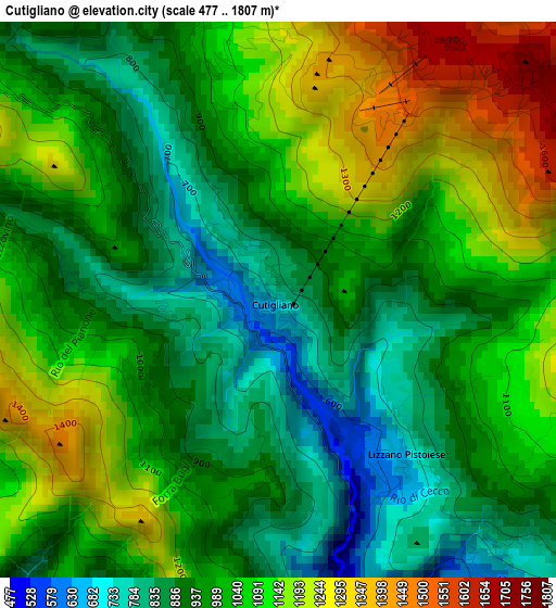 Cutigliano elevation map